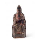 Chinese Carved Wooden Guan Yin Figure w/ Child