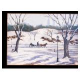 New York Central Park Watercolor, Signed 'H. Lyon'