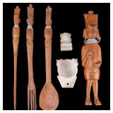 Hand Carved Kenyan Figure, Onyx Aztec Dish