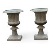 Pair of Cast Iron Garden Urns