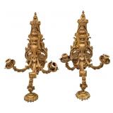 Rococo Style Gold Tone Large Bronze Sconces