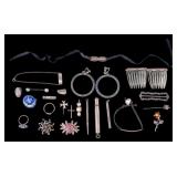 Sterling and Other Brooches, Earrings, and More