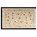 Beige Wool Rug with Floral Design