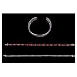 Sterling & Facet Cut Stone Bracelets