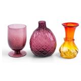3 Early Colored Glass Vessels