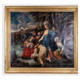 18/19thC Oil on Canvas Painting w/ Gilt Frame