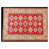 Hand-Knotted Kazak Area Rug