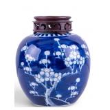 Chinese B&W Prunus Blossom Ginger Jar