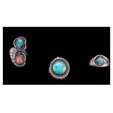 Early Sterling and Turquoise Rings (3)