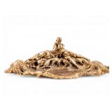 19th C Larroux Figural Bronze Double Inkwell
