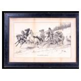 Etching after Adolf Schreyer "An Imperial Courier"