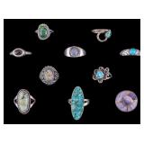Sterling and Natural Stone Rings (10)