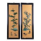 Pair of Chinese Wall Panels w/ Stone Inlay.