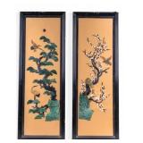 Pair of Chinese Wall Panels w/ Stone Inlay