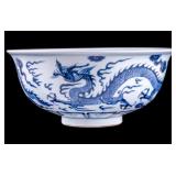 Chinese Blue and White Dragon Bowl