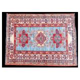Hand-Knotted Kazak Area Rug