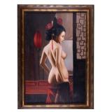 Large Oil on Canvas Asian Nude