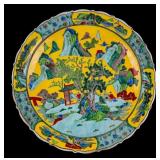 Large Chinese Famille Jaune Charger