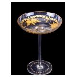 Bohemian Moser Cut and Gilt Glass Compote