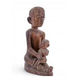 African Carved Hardwood Figure of Mother & Child