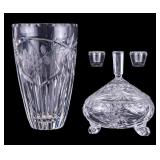 Vintage Cut Crystal Vase, Jar, Votives