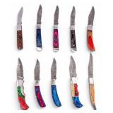 Artisan Damascus Steel Pocket Knives (10pc)