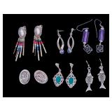 Art Deco, Concho, and Other Sterling Earrings