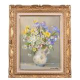 Andre Robert Floral Still Life Oil on Canvas