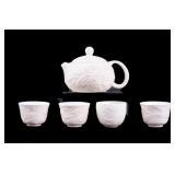 Chinese Bisque Teapot and 4 Teacups