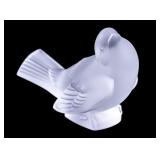 Lalique Frosted Crystal Sparrow Paperweight