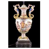 Capdimonte Style Figural Porcelain Table Lamp