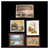 5 Pieces of Art w/ Kurtz, Fishing, Ducks