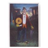 Signed Ed Fisher Clown Portrait Painting