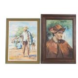 2 1960s Alfonso Lopes (20th C.) O/C Portraits