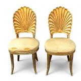 Pair of Italian Grotto Shell-Back Chairs