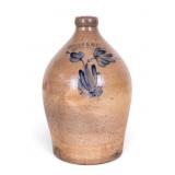 Cowden & Wilcox Stoneware 19thC Blue Decorated Jug