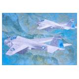 US Marine Jets Oil on Canvas Painting