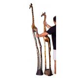 Carved and Painted Wood Giraffe Statues