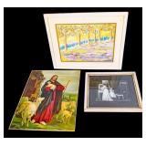 Jesus Christ Lithograph and Other Framed Art