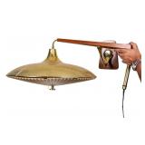 MCM Brass and Teak Wood Light Fixture