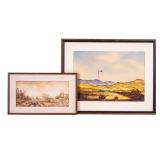 Early Inkwash and Mid Century Watercolor Paintings