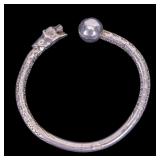 Sterling Silver Panther Head Bangle Bracelet