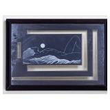 Nude Drawing on Paper with Cut Out Mat, Signed