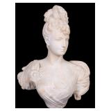 19th C Alabaster Bust of Young Woman