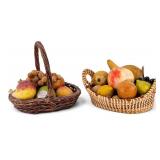 Vintage Alabaster Stone Assorted Fruit & 2 Baskets