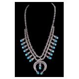 Sterling and Turquoise Squash Blossom Necklace