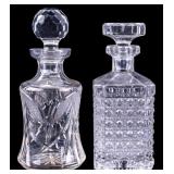 Two Vintage Glass & Cut Crystal Decanters