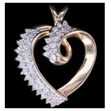 14K Gold Diamond Heart Pendant