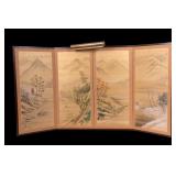 Watercolor on Silk Four-Panel Screen by Fugi-Torii