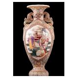 Japanese Satsuma Moriage Baluster Geisha Vase